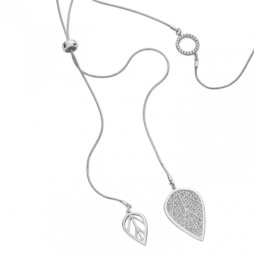 Tipperary Crystal Silver Pave Leaf Drop Pendant